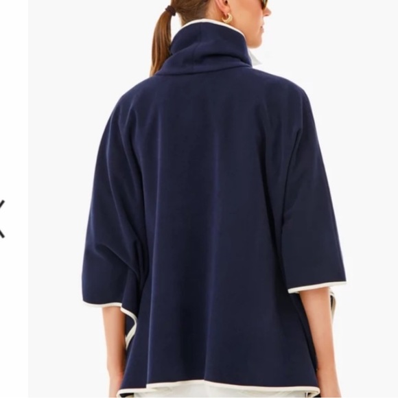 Tuckernuck Piper Leather Trim Funnel Neck Poncho OS - Picture 2 of 8